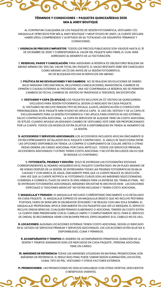 PAQUETE PRINCESS LUXURY 2X1 – Quinceañeras 2026