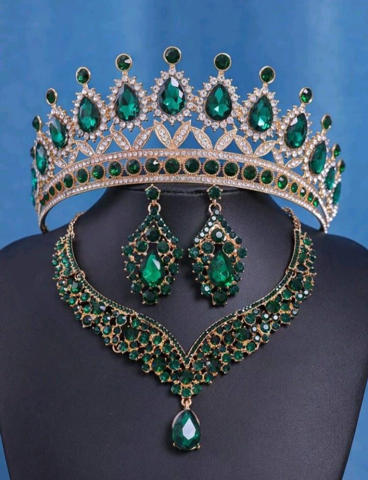 Set de Corona Verde Esmeralda