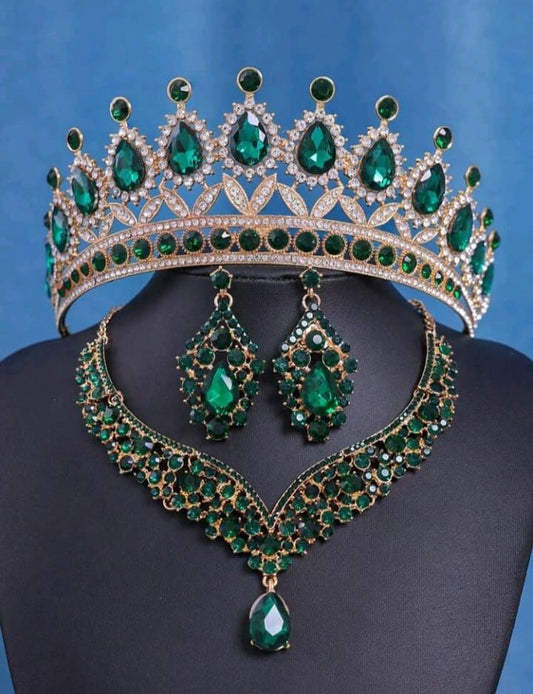 Set de Corona Verde Esmeralda