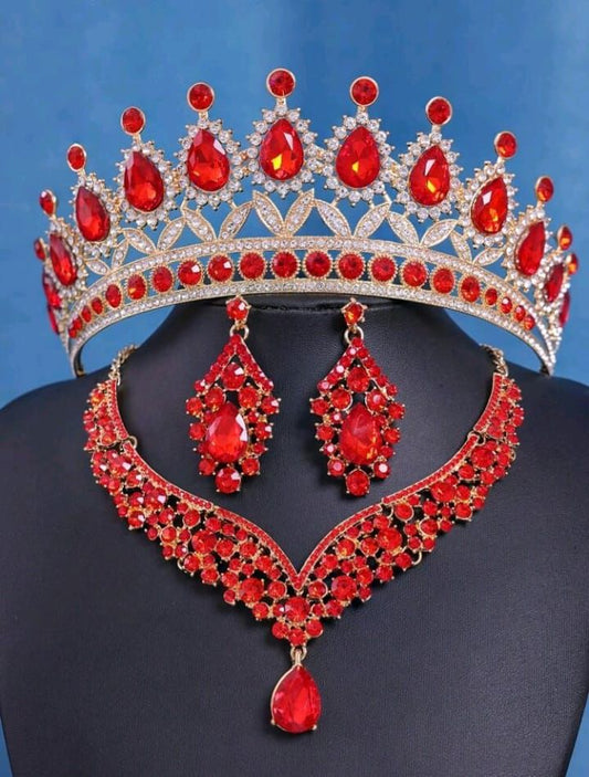 Set de Corona Rojo Vibrante